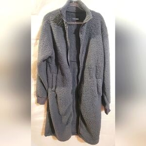NWOT Long Fuzzy Teddy Shacket Coat